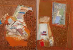 Le duplex by Shafic Abboud, 1974, Huile sur toile (diptyque), sold Apr 2025