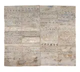 Etudes (Le littoral) by Claude Lagoutte, 1985, Gouache, encre et collage de papier sur tissu, sold Apr 2025