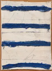 Bleu horizon by Georges Noël, 1996, Technique mixte et collage sur toile collée sur cadre en bois de l'artiste, sold Apr 2025