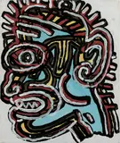 Portrait de brute épaisse by Robert Combas, 1983, Acrylique sur panneau, sold Apr 2025