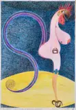 Der moralische Ziervogel oder die S Kurve des lebens by Frédéric Schroeder-Sonnenstern, 1965, Crayons de couleur sur carton, sold Apr 2025