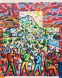 Festivals by François Boisrond, 1991, Technique mixte sur papier, sold Apr 2025