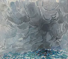 Mer au ciel d’orage by Gustav Bolin, 1962, Huile sur toile, sold Apr 2025