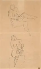 Deux études de nus féminins by Jules Dalou, Crayon noir, sold Feb 2025