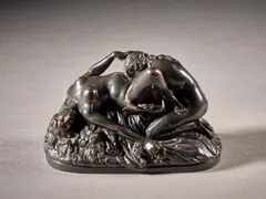 Les deux amies by Jef Lambeaux, Bronze à patine brune, sold Feb 2025