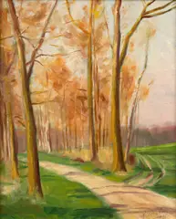 Chemin dans la forêt by Robert Poughéon, Huile sur toile (Toile d'origine), sold Feb 2025