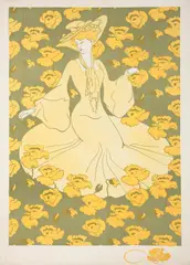 Femme dans un jardin by Auguste Roubille, Affiche, belle épreuve imprimée en couleurs sur vélin glacé, avant la lettre, avec une remarque dans la marge inférieure, sold Feb 2025