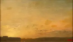 Paysage au crépuscule by Alexandre René Veron, Huile sur papier marouflé sur panneau, sold Feb 2025