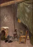 Intérieur de l’atelier by Louis Agricol Montagné, Huile sur panneau, sold Feb 2025