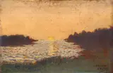 Le coucher de soleil by Alphonse Osbert, Huile sur panneau, une planche, sold Feb 2025
