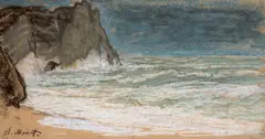 La mer déchaînée à Etretat, vers 1868 by Claude Monet, Pastel sur papier, sold Mar 2025