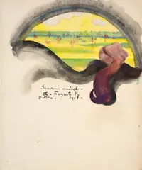Rêveries bretonnes by Armand Seguin, Aquarelle gouachée sur trait de crayon noir, sold Mar 2025