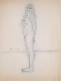 Untitled by F. N. Souza, 1964, Pen on paper, sold Dec 2022