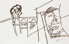 Untitled by Ram Kumar, Felt tip pen on paper pasted on mount board, sold Dec 2022