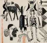 Untitled by K. G. Subramanyan, Ink, watercolour and collage on paper, sold Dec 2022