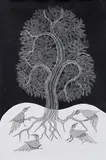 Untitled (Tree of Life) (Gond Art) by Japani Shyam, 2013, Acrylic on canvas, sold Dec 2022