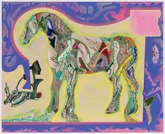 Simulated Decoding: Trojan Horse by Anandajit Ray, 2020, Mixed media on paper, sold Dec 2022