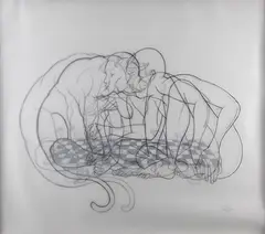 Untitled by C Bhagyanath, 2017, Marker on garware polyester film translucent paper, sold Dec 2022