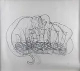Untitled by C Bhagyanath, 2017, Marker on garware polyester film translucent paper, sold Dec 2022