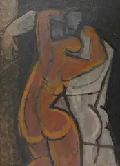 Embrace by Krishna Shamrao Kulkarni, Oil on canvas board, sold Jul 2022