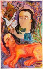 Pandora‘s Box by Rekha Rodwittiya, 1990, Watercolour on paper, sold Jul 2022