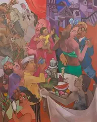 Saturday Night by Gurcharan Singh, Acrylic and oil on canvas, sold Jul 2022