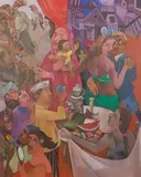 Saturday Night by Gurcharan Singh, Acrylic and oil on canvas, sold Jul 2022