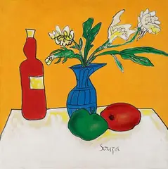 Still Life by F. N. Souza, Mixed media on canvas, sold May 2022