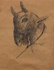 Untitled by Ganesh Pyne, Graphite, pen and ink on graph paper, sold May 2022