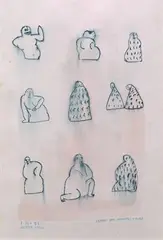 Draped and Undraped Figures by Arpita Singh, 1996, Watercolour on paper, sold May 2022