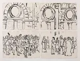 VT Station by Sudhir Patwardhan, 2011, Ink on paper, sold May 2022