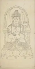 Untitled by Nandalal Bose, Ink on rice paper laid on canvas, sold May 2022
