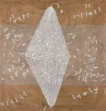 Untitled (Warli Painting) by Sadashiv Mashe, Cow dung and acrylic on canvas, sold May 2022