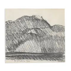 Untitled by Gregory Kondos, Charcoal Landscape Sketch, offered Oct 2023