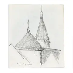 Untitled by Gregory Kondos, Graphite & Colored Pencil Sketch, offered Oct 2023