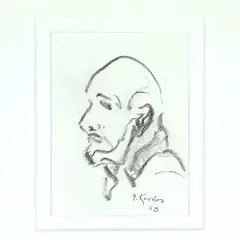 Untitled by Gregory Kondos, Charcoal Portrait Sketch, offered Oct 2023