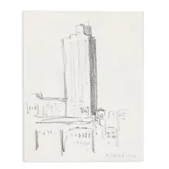 Untitled by Gregory Kondos, Charcoal Urban Landscape Sketch, offered Oct 2023