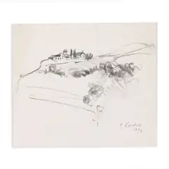 Untitled by Gregory Kondos, Charcoal Landscape Sketch, offered Oct 2023
