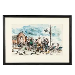 Untitled by Chaim Gross, Watercolor "Artist on The Boardwalk", offered Sep 2023