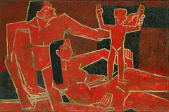 Bhil Family by Narayan Shridhar Bendre, Oil on board, sold Sep 2025