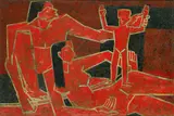 Bhil Family by Narayan Shridhar Bendre, Oil on board, sold Sep 2025