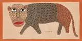 Tiger by Jangarh Singh Shyam, 1990, Acrylic on canvas, sold Sep 2025