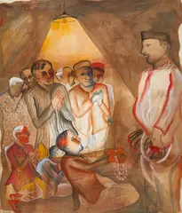 We Request Thou to Give Us Two - We Only Have One by Bhupen Khakhar, Watercolour on paper, sold Sep 2025