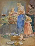 Untitled by Laxman Narayan Taskar, Pencil and watercolour on paper heightened with white, sold Mar 2026