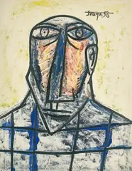Untitled (Head) by F. N. Souza, Mixed media on paper, sold Mar 2026
