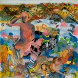 Sea Beach by Bhupen Khakhar, Reverse painting on acrylic, sold Mar 2026