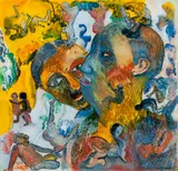 Lovers by Bhupen Khakhar, Reverse painting on acrylic, sold Mar 2026
