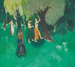 Nayikas of Kalidas Series by Narayan Shridhar Bendre, Oil on canvas, sold Mar 2026