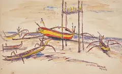 Sanur by K. K. Hebbar, Mixed media on paper, sold Mar 2026