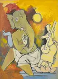 Untitled (Ganesha) by Maqbool Fida Husain, Acrylic on canvas, sold Mar 2026